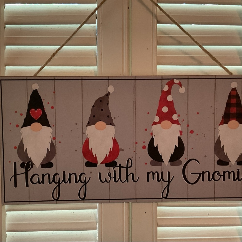 Gnome Wall Sign with Red and Black Accents